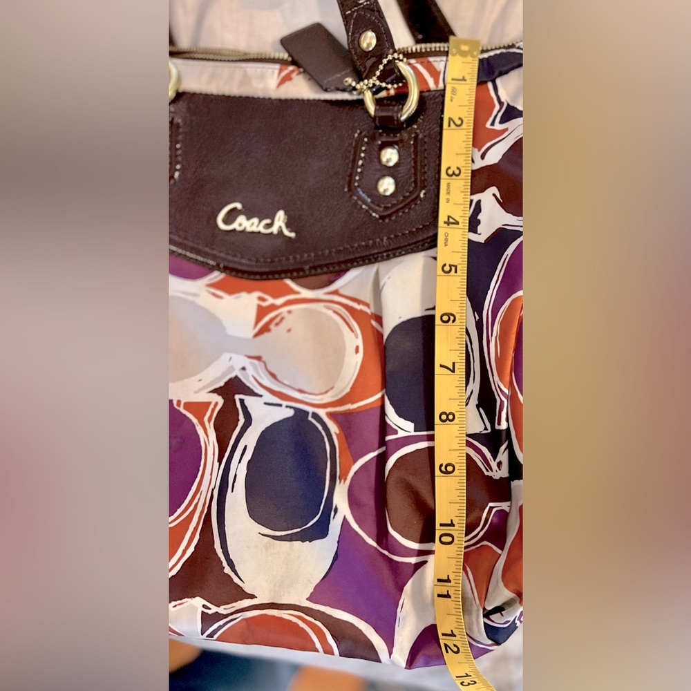 Coach ‘Ashley Logo’ Scarf Print Satin & Patent Leather Crossbody/Handbag, EUC - Picture 11 of 13